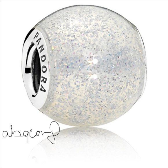 EUC Pandora 796327EN144 Sterling Silver Silvery Enamel Glitter Ball Charm - Picture 1 of 7